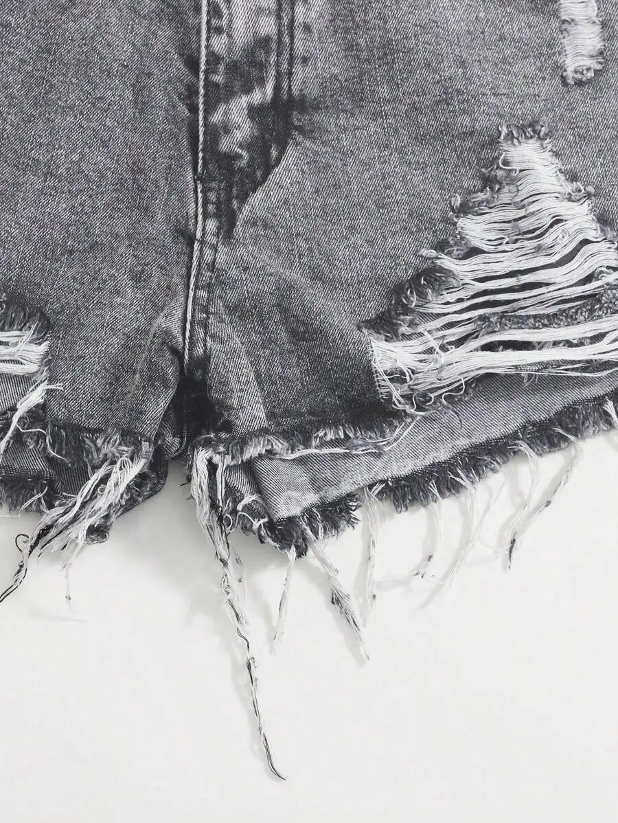 Casual Washed Ripped Frayed Hem Denim Shorts
Casual Washed Ripped Frayed Hem Denim Shorts