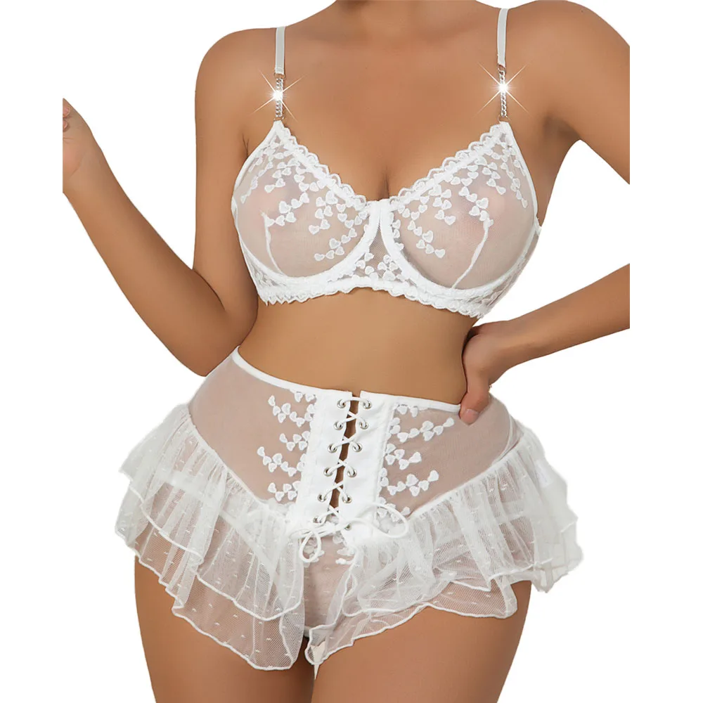 Lace Embroidery Underwear 3-Piece Exotic Sets Women Sexy Patchwork Lingerie Set Chain Bra Panty Tassel Underwear Kit For Female
Lace Embroidery Underwear 3-Piece Exotic Sets Women Sexy Patchwork Lingerie Set Chain Bra Panty Tassel Underwear Kit For Female