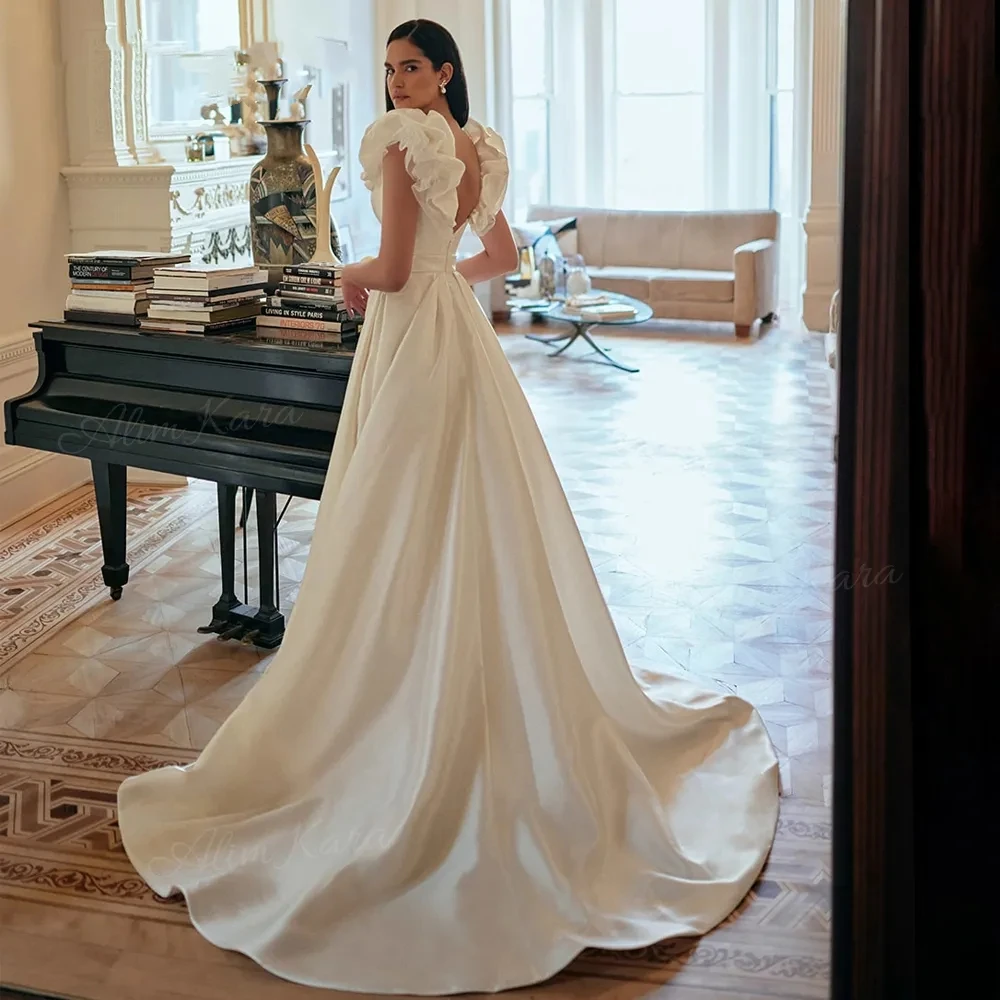 Sleeveless Satin Wedding Dress 2024 Chic V-neck A-Line Court Train Bridal Gown Princess W153 Backless Vestido De Novia
Sleeveless Satin Wedding Dress 2024 Chic V-neck A-Line Court Train Bridal Gown Princess W153 Backless Vestido De Novia