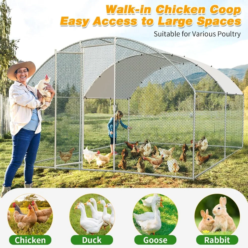 13×10FT Walk-in Poultry Cage with Waterproof & Anti-UV Round Arch Cover, Duck Hen Cage Galvanized Mesh, Large Metal Chicken Coop
13×10FT Walk-in Poultry Cage with Waterproof & Anti-UV Round Arch Cover, Duck Hen Cage Galvanized Mesh, Large Metal Chicken Coop