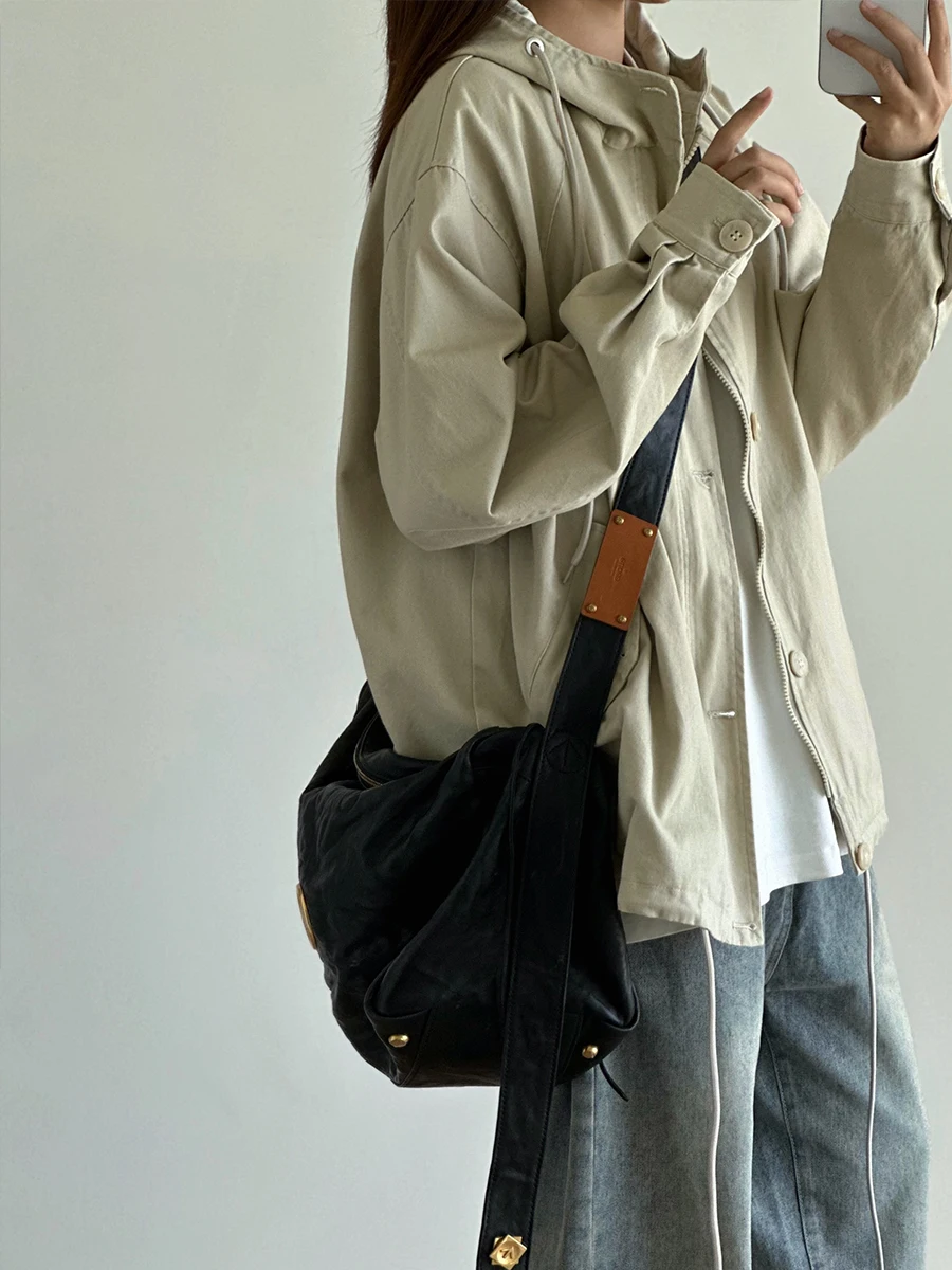 Waed Cotton Hooded Jaet Loose Fit ex Spring Autumn Khaki Blue Workwear Outerwear Classic Sle Long Sve Zipper Clo...
Waed Cotton Hooded Jaet Loose Fit ex Spring Autumn Khaki Blue Workwear Outerwear Classic Sle Long Sve Zipper Clo...