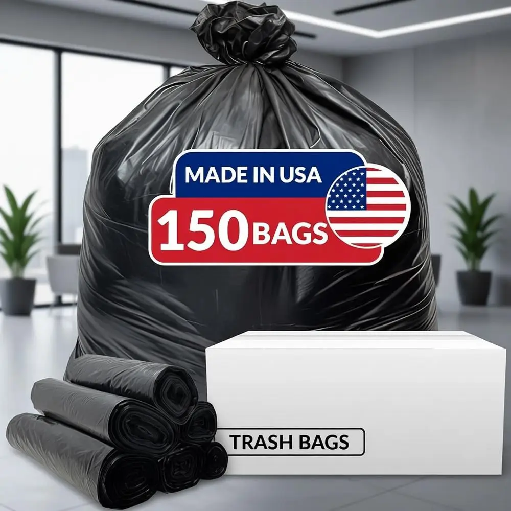 Heavy-Duty 150-Count 55-60 Gallon Large Black Trash Bags - Made in USA
Heavy-Duty 150-Count 55-60 Gallon Large Black Trash Bags - Made in USA