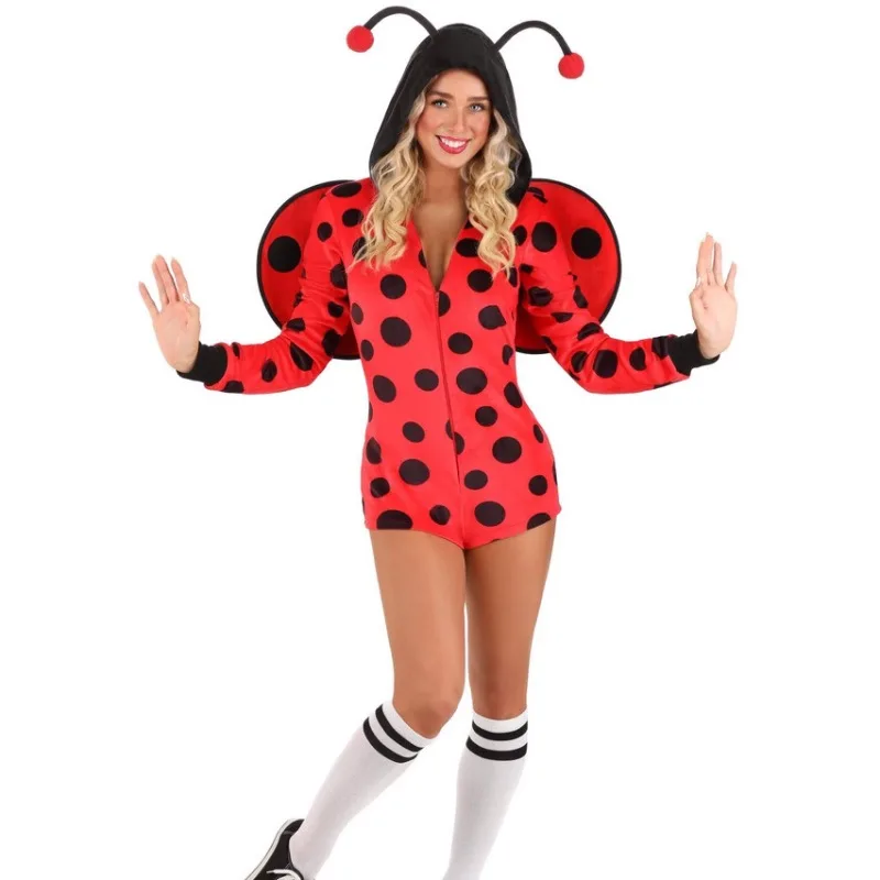Halloween Ladybug Costume Women Polka Dot Jumpsuit with Wings Party Dress up Clothes Stage Performance Wear 2025 
Halloween Ladybug Costume Women Polka Dot Jumpsuit with Wings Party Dress up Clothes Stage Performance Wear 2025