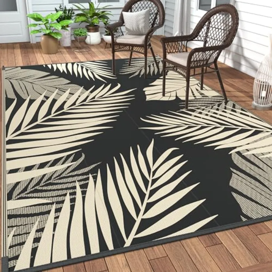 Outdoor Rug 8' x 10' for Patios, RV, Deck, Balcony, Porch, Beach, Picnic Waterproof Plastic Straw, Reversible, Black Beige
Outdoor Rug 8' x 10' for Patios, RV, Deck, Balcony, Porch, Beach, Picnic Waterproof Plastic Straw, Reversible, Black Beige