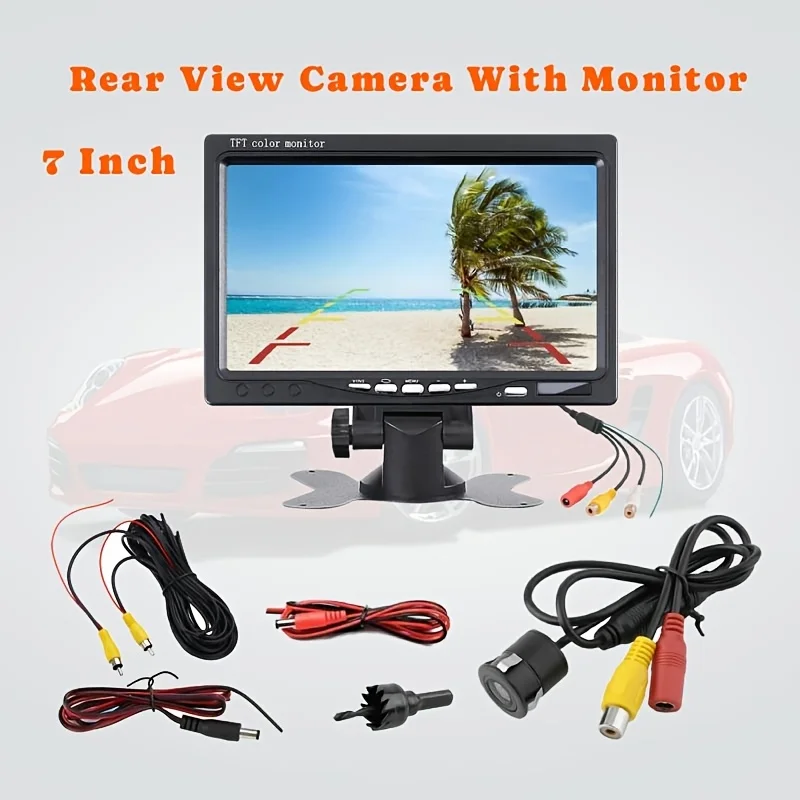 7 Inch LCD Car Monitor with Night Vision Rear View Camera,18.5mm Drill Mount Reversing Kit for Truck Van RV Trailer Camper
7 Inch LCD Car Monitor with Night Vision Rear View Camera,18.5mm Drill Mount Reversing Kit for Truck Van RV Trailer Camper