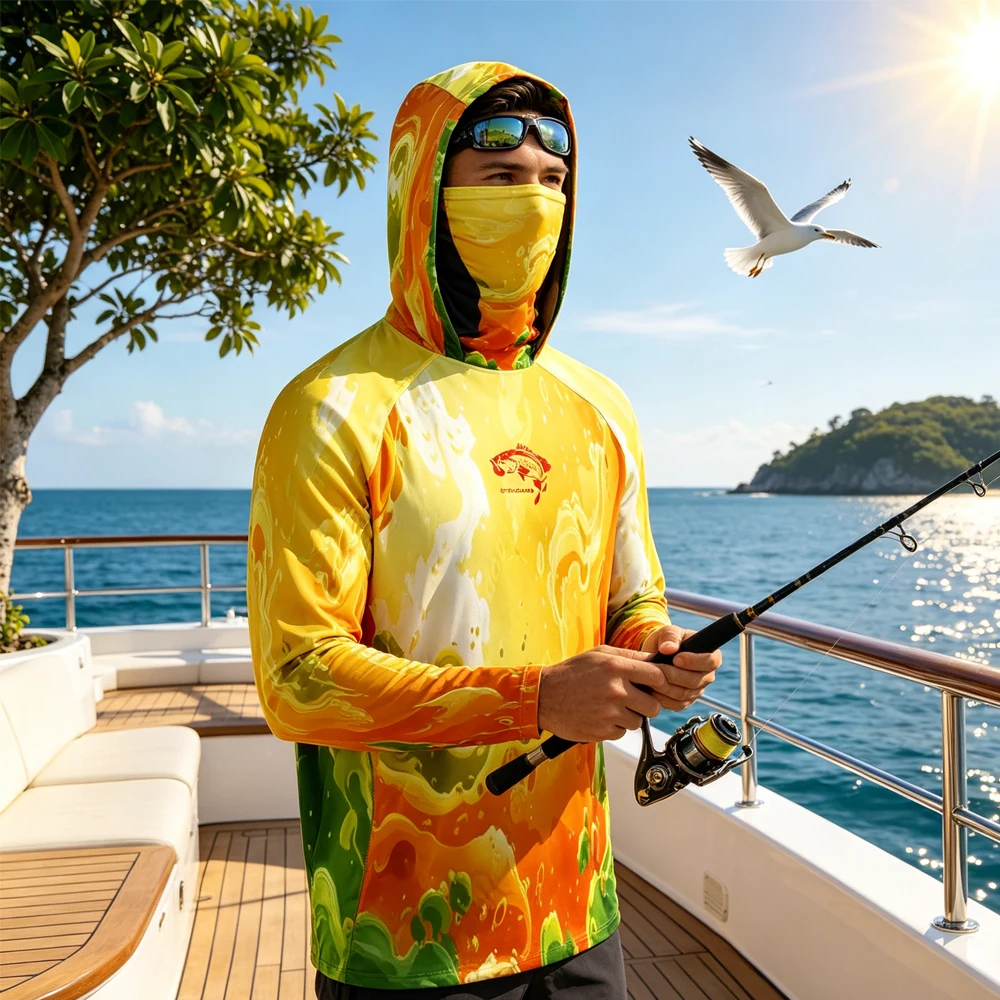 Long Sleeve Men's Fishing Hoodie With Face Mask UPF50+ Quick Dry Breathable Outdoor Angling Hunting Cycling Sports Fishing Shirt
Long Sleeve Men's Fishing Hoodie With Face Mask UPF50+ Quick Dry Breathable Outdoor Angling Hunting Cycling Sports Fishing Shirt