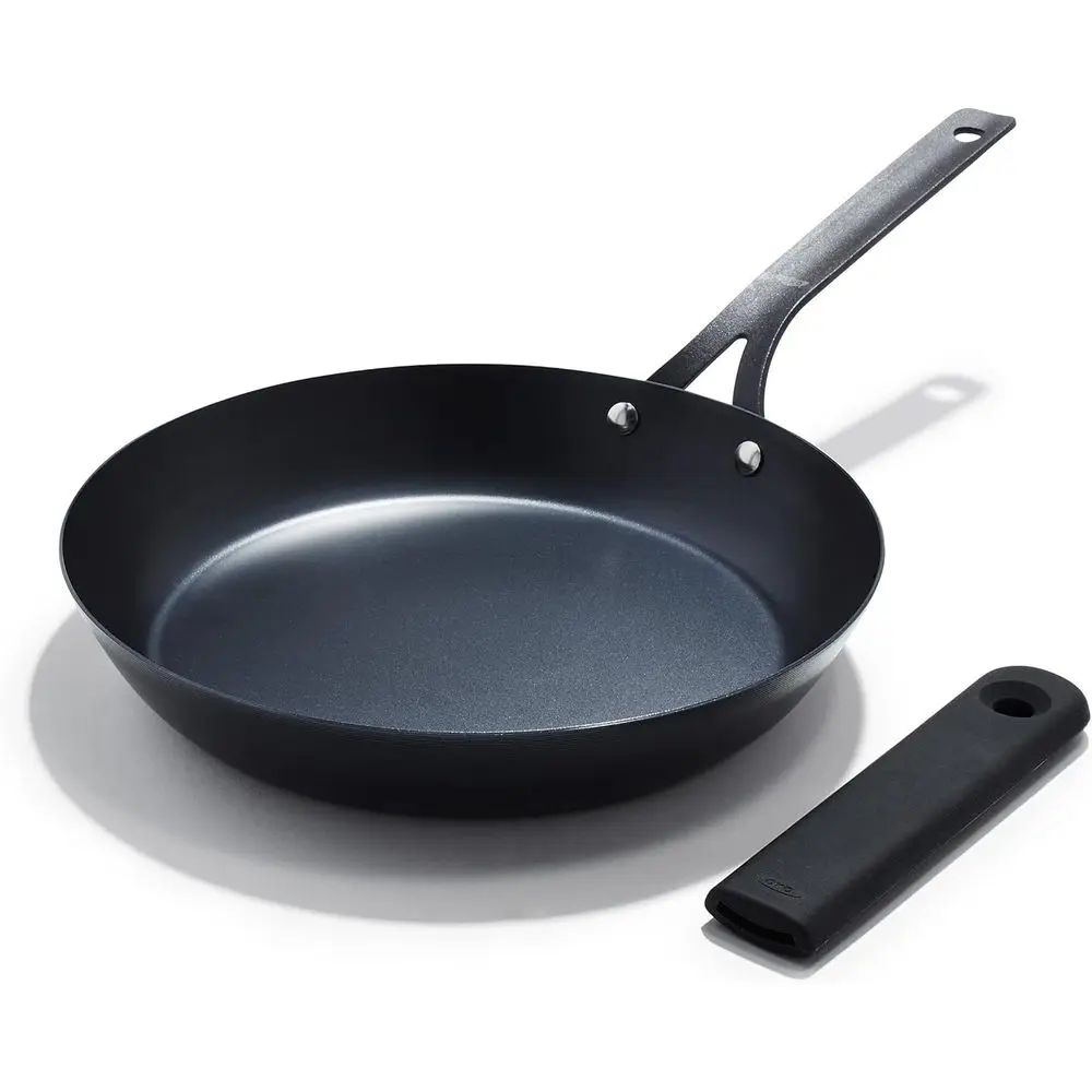 12 Pre-Seasoned Carbon Steel Frying Pan with Natural Nonstick, Induction and Oven Safe, Removable Silicone Handle
12 Pre-Seasoned Carbon Steel Frying Pan with Natural Nonstick, Induction and Oven Safe, Removable Silicone Handle