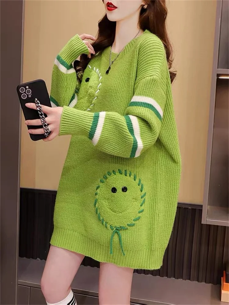 Hsa Cartoon Cute O-Neck Pullovers Loose Color Sweater Top Korean Sweater Women Fashion Long Sleeve Sweater
Hsa Cartoon Cute O-Neck Pullovers Loose Color Sweater Top Korean Sweater Women Fashion Long Sleeve Sweater