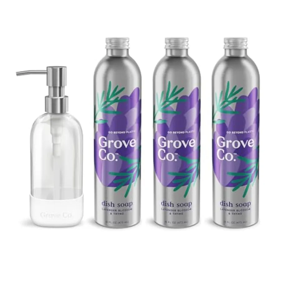 Grove Co. Ultimate Dish Soap Refills 3 x 16 Fl Oz + Refillable Glass Dispenser for Kitchen Sink with Non-Slip Silicone Sleeve,
Grove Co. Ultimate Dish Soap Refills 3 x 16 Fl Oz + Refillable Glass Dispenser for Kitchen Sink with Non-Slip Silicone Sleeve,