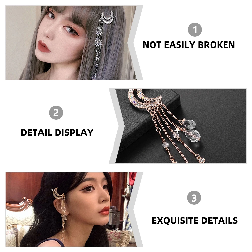 4pcs Crystal Zinc Alloy Hairpin Dangle Tassel Decorative Clip Women Party Wedding Daily Use Moon Barrette Stylish
4pcs Crystal Zinc Alloy Hairpin Dangle Tassel Decorative Clip Women Party Wedding Daily Use Moon Barrette Stylish