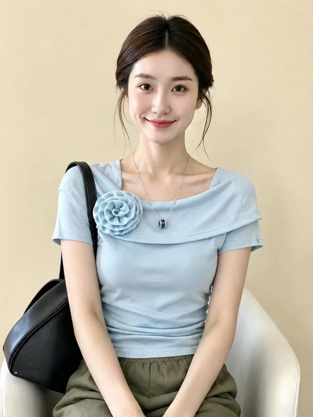 Elegant 3D Floral Short Sleeve Slim Fit Women's T-Shirt Korean Style Commute Straight Tube Top Summer Fashion Sensation
Elegant 3D Floral Short Sleeve Slim Fit Women's T-Shirt Korean Style Commute Straight Tube Top Summer Fashion Sensation