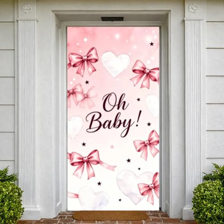 71" x 35" Pink Bow Oh Baby Door Cover, Watercolor Heart and Bowknot Baby Shower Decorations for Girl, Large Fabric Photography
71" x 35" Pink Bow Oh Baby Door Cover, Watercolor Heart and Bowknot Baby Shower Decorations for Girl, Large Fabric Photography