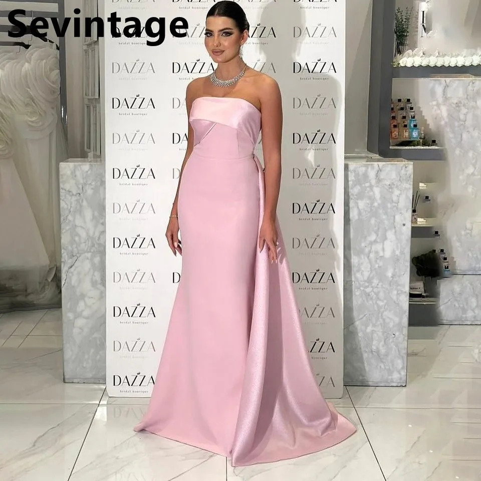 Sevintage 2025 Pink Elegant Evening Dresses for Wedding Party Strapless Satin Special Occasion Gowns Bridesmaid Dress Customized
Sevintage 2025 Pink Elegant Evening Dresses for Wedding Party Strapless Satin Special Occasion Gowns Bridesmaid Dress Customized