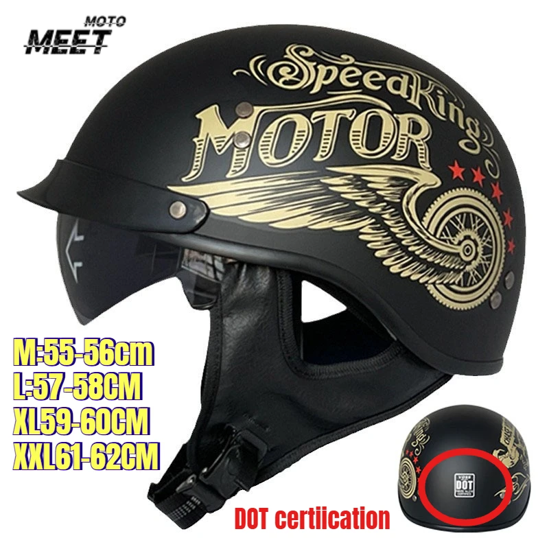 DOT Certification Motorcycle Helmet Retro Motocross Half Helmet Open Face Scooter Biker Sunshade Lens Summer Moto Men Helmet
DOT Certification Motorcycle Helmet Retro Motocross Half Helmet Open Face Scooter Biker Sunshade Lens Summer Moto Men Helmet