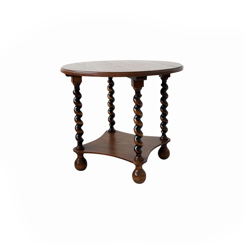 American round coffee table solid wood twist household small side table retro wood small table balcony medieval household
American round coffee table solid wood twist household small side table retro wood small table balcony medieval household