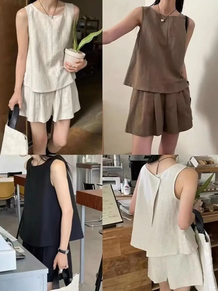 Casual Fashionable Cotton Linen Sleeveless Vest Set Summer New Design Sensation Leisure Two-piece Set Simple Style Breathable
Casual Fashionable Cotton Linen Sleeveless Vest Set Summer New Design Sensation Leisure Two-piece Set Simple Style Breathable