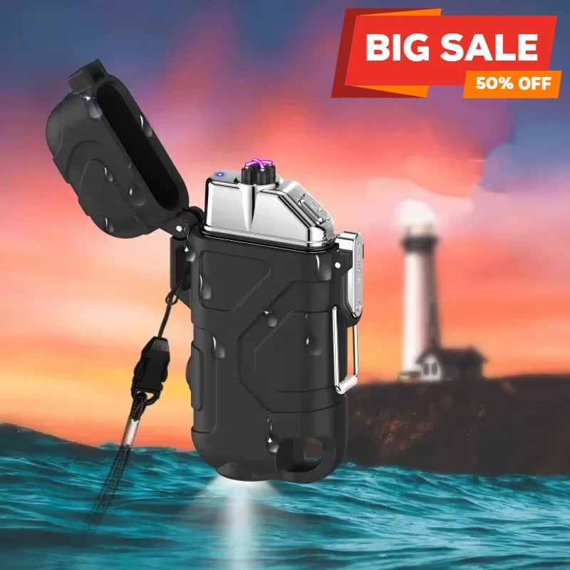 Outdoor Portable Flashlight Camping Plasma USB Rechargeable Dual Arc Lighter Pulse IP56 Waterproof Cigar Lighters Men's Survival
Outdoor Portable Flashlight Camping Plasma USB Rechargeable Dual Arc Lighter Pulse IP56 Waterproof Cigar Lighters Men's Survival
