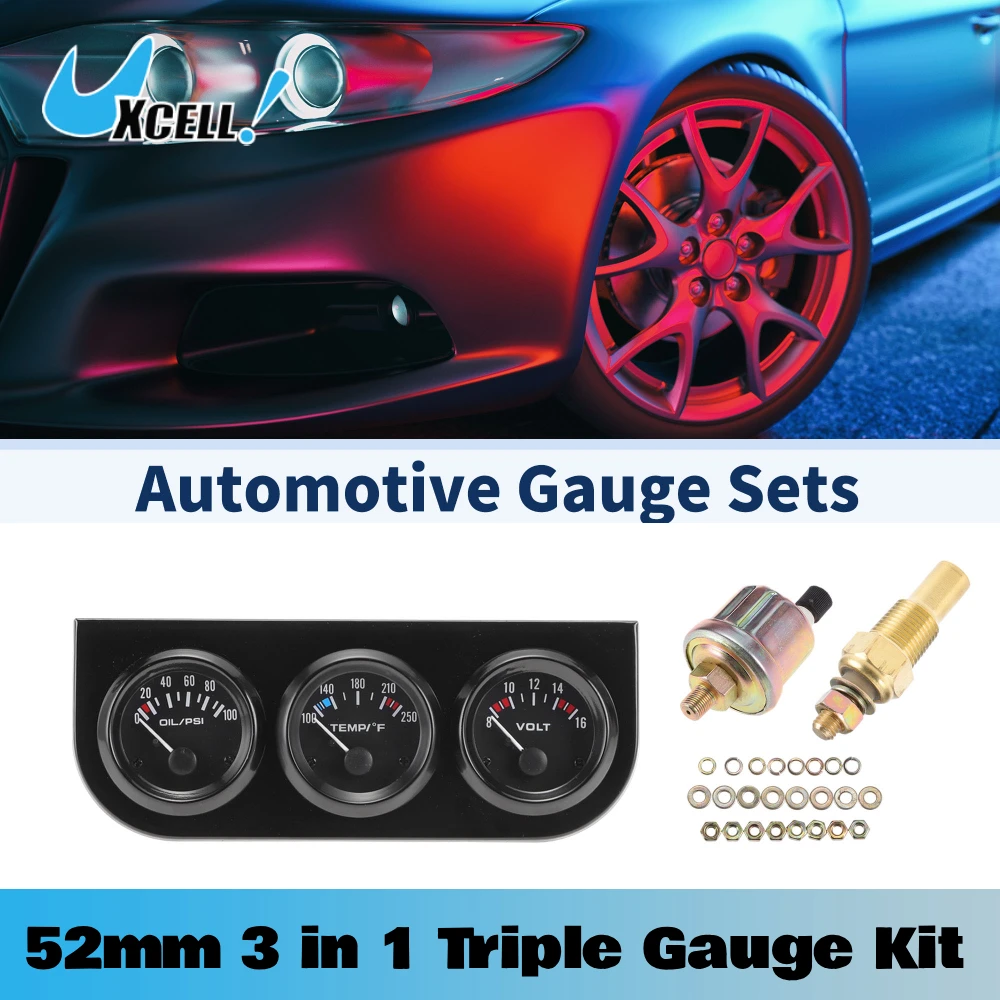 Uxcell 3 in 1 Triple Gauge Kit 52mm Water Temp Oil Pressure Voltmeter Gauge With Temp Sensor Pressure Sensor For 12V Car Truck
Uxcell 3 in 1 Triple Gauge Kit 52mm Water Temp Oil Pressure Voltmeter Gauge With Temp Sensor Pressure Sensor For 12V Car Truck