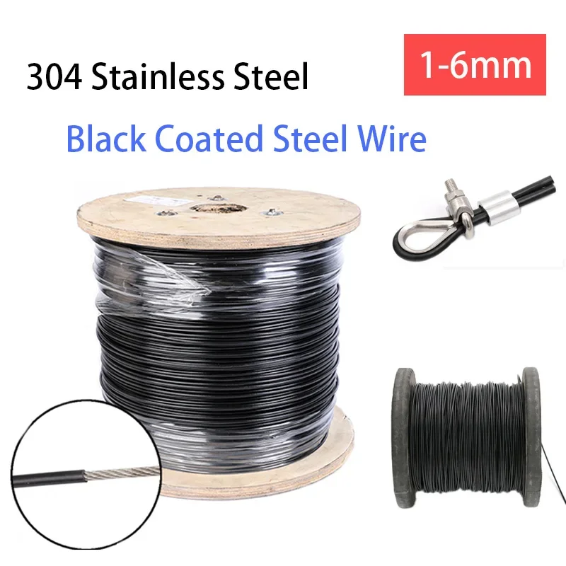 10 Meters Diameter 1mm-6mm 304 Stainless Steel Black PVC Coated Wire Rope 7*7/7*19 Structure Soft Wirerope Steel Wire
10 Meters Diameter 1mm-6mm 304 Stainless Steel Black PVC Coated Wire Rope 7*7/7*19 Structure Soft Wirerope Steel Wire