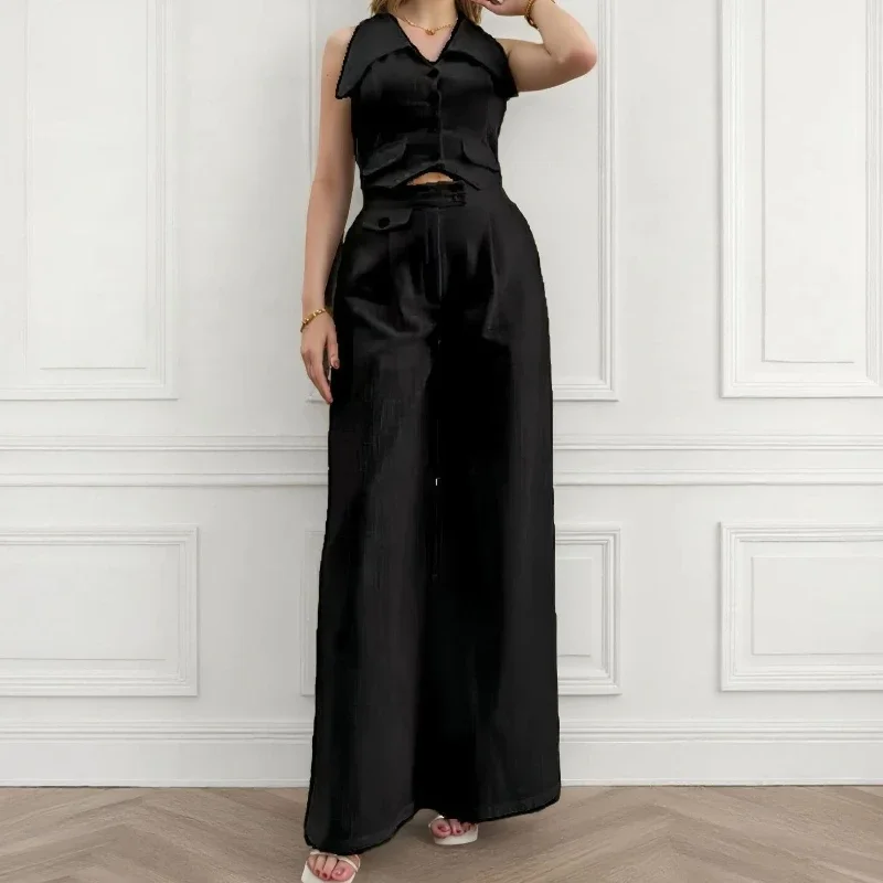 Casual Women's Tank Tops Solid Sleeveless Vest Two-piece Set Fashion Elegant Office Lady 2 Pieces Suit for Woman New Summer 2025
Casual Women's Tank Tops Solid Sleeveless Vest Two-piece Set Fashion Elegant Office Lady 2 Pieces Suit for Woman New Summer 2025