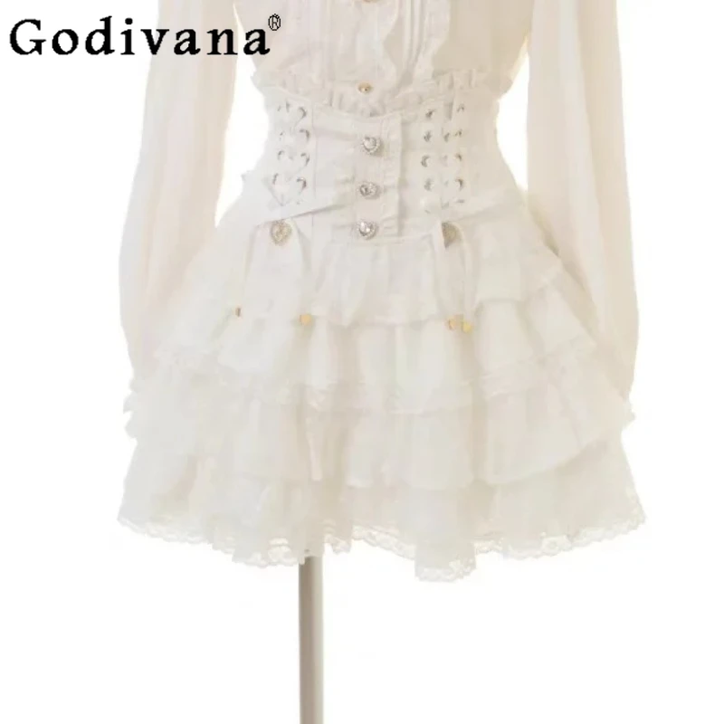 Plus Size Sweet Japanese Lolita Lace Princess Cake Skirt Fashion High Waist A-line Versatile Age-reducing College Short Skirts
Plus Size Sweet Japanese Lolita Lace Princess Cake Skirt Fashion High Waist A-line Versatile Age-reducing College Short Skirts