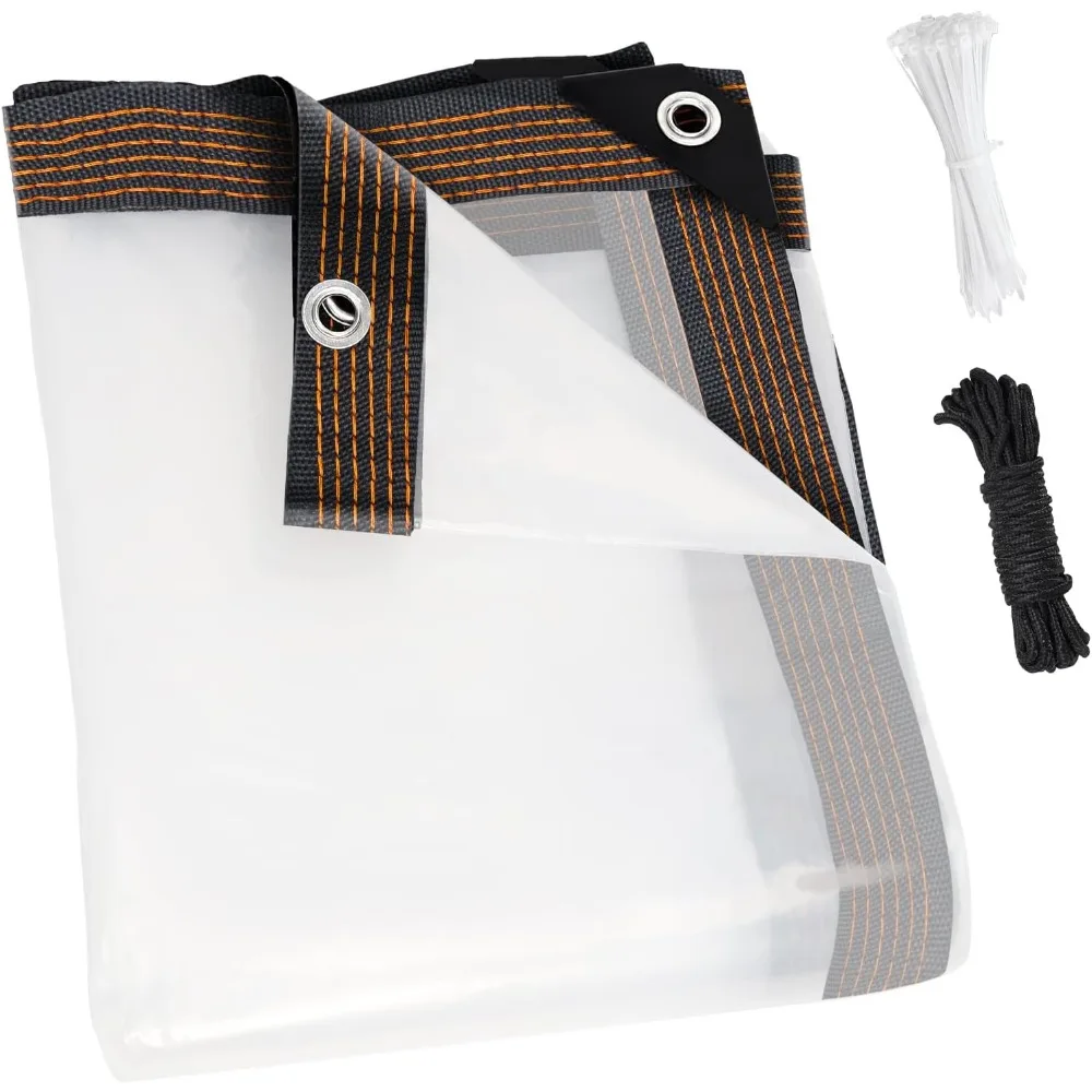 8x16 FT Heavy Duty Clear Waterproof Tarp with Grommets for Outdoor Garden, Camping Cover
8x16 FT Heavy Duty Clear Waterproof Tarp with Grommets for Outdoor Garden, Camping Cover