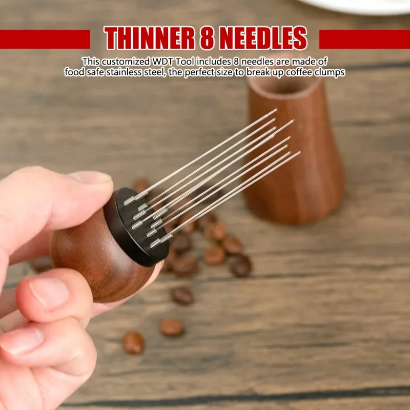 Coffee mixer needle to prevent clumping, fly powder, concentrated coffee WDT, natural walnut wood handle with bracket
Coffee mixer needle to prevent clumping, fly powder, concentrated coffee WDT, natural walnut wood handle with bracket