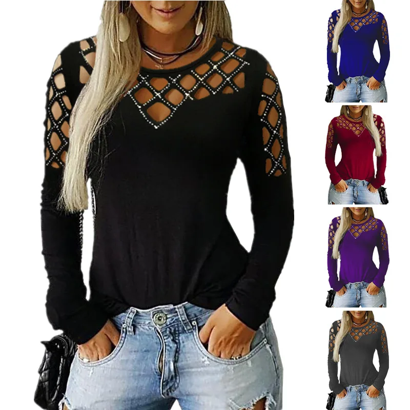 Women Autumn Off Shoulder Shirts Fashion Ladies Long Sleeve Hollow Out Blouse Female Solid Pullovers Top
Women Autumn Off Shoulder Shirts Fashion Ladies Long Sleeve Hollow Out Blouse Female Solid Pullovers Top