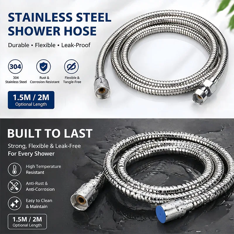 1.5m/2m Stainless Steel Shower Hose,High Temperature Resistant Flexible Extension Pipe Bathroom Shower Replacement Accessories
1.5m/2m Stainless Steel Shower Hose,High Temperature Resistant Flexible Extension Pipe Bathroom Shower Replacement Accessories