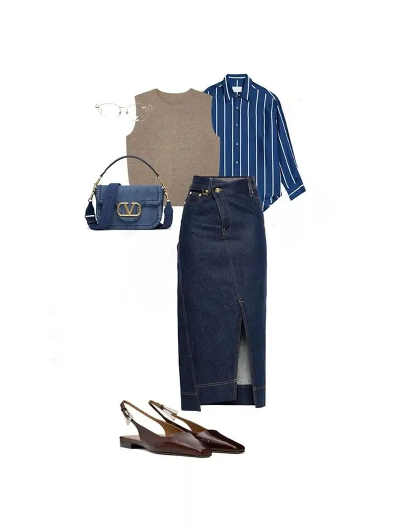 Blue Knitted Shirt And Denim Split Skirt Three Piece Set for Women Casual Style Long Sleeve Collar Autumn Fashion Ensemble
Blue Knitted Shirt And Denim Split Skirt Three Piece Set for Women Casual Style Long Sleeve Collar Autumn Fashion Ensemble