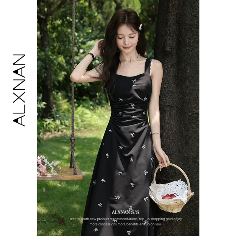 ALXNAN Black Bow Embroidery Dress Waist Pleated Slim-fit Elegant Women's Summer Sundress 2026 Holiday Beach Female Dress L56330
ALXNAN Black Bow Embroidery Dress Waist Pleated Slim-fit Elegant Women's Summer Sundress 2026 Holiday Beach Female Dress L56330