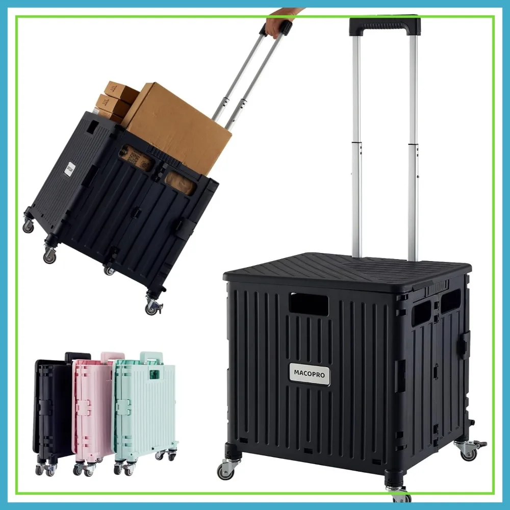 Folding Utility Cart with Lid, 4 Rotate Wheels, Portable Rolling Crate for Grocery, Office, Luggage
Folding Utility Cart with Lid, 4 Rotate Wheels, Portable Rolling Crate for Grocery, Office, Luggage