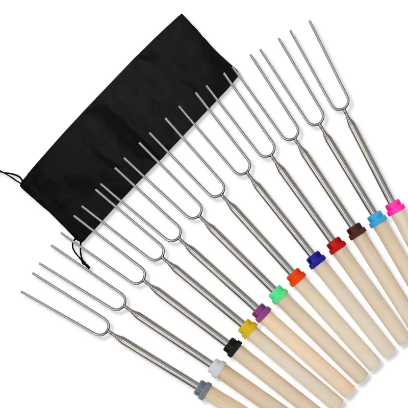 Extendable Stainless Steel BBQ Fork U-Shape Dual Prong Wooden Handle Roasting Sticks for Fire Pit Hot Dog Meat Skewer 12 Colors
Extendable Stainless Steel BBQ Fork U-Shape Dual Prong Wooden Handle Roasting Sticks for Fire Pit Hot Dog Meat Skewer 12 Colors