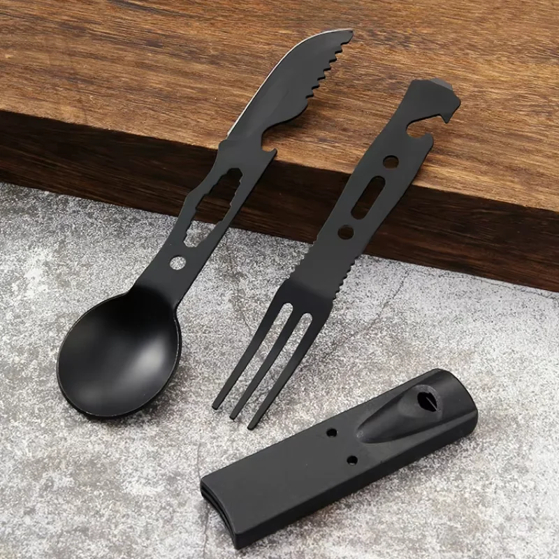 Camping Tableware Outdoor Wind Combination Stainless Steel with Whistle Spoon Fork Outdoor Set Multi functional Camping Knives
Camping Tableware Outdoor Wind Combination Stainless Steel with Whistle Spoon Fork Outdoor Set Multi functional Camping Knives