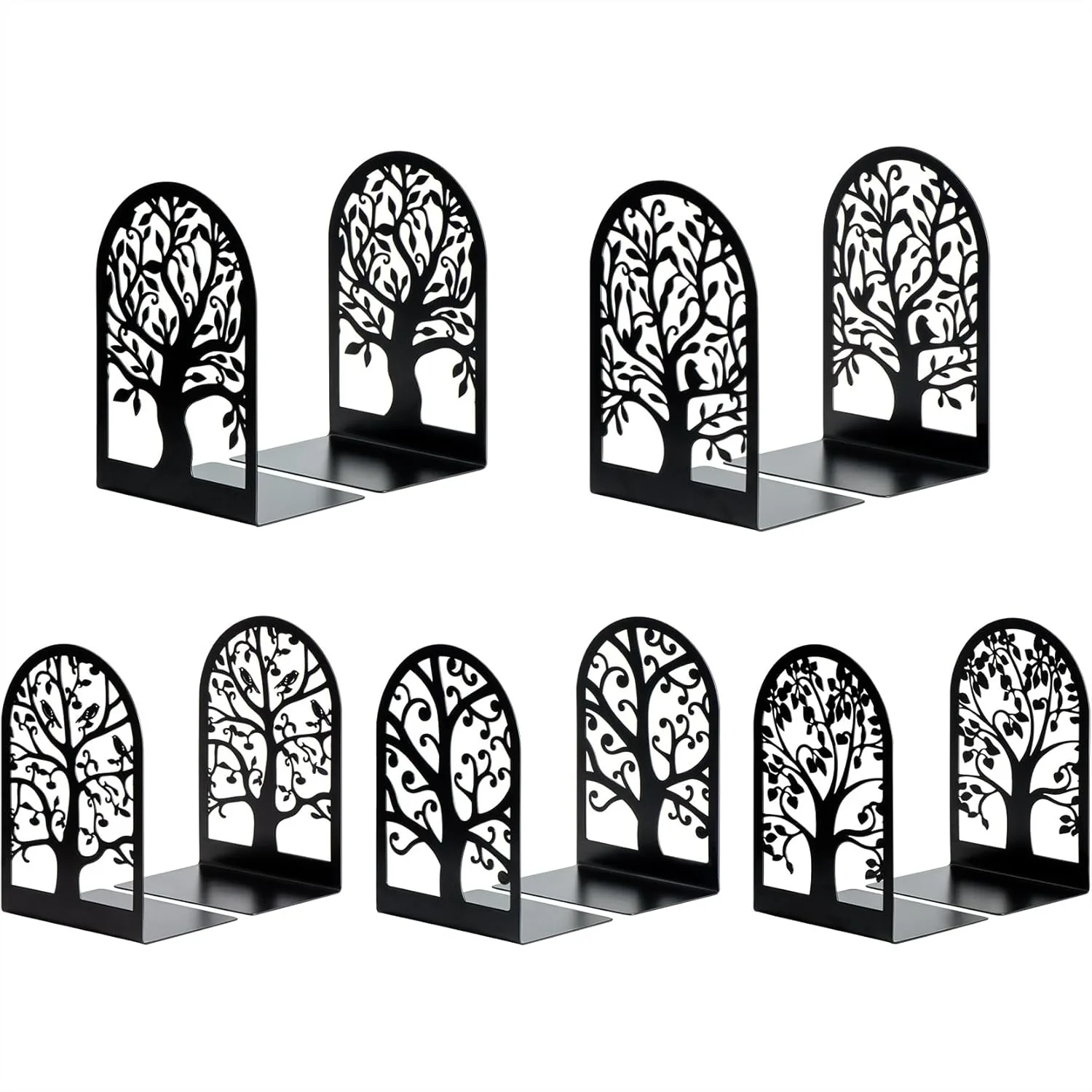 Metal Bookends for Shelves, Heavy Duty L-Shaped Book Holders with Non-Slip Pads, 5 Pairs Tree Design Decorative Book Stoppers
Metal Bookends for Shelves, Heavy Duty L-Shaped Book Holders with Non-Slip Pads, 5 Pairs Tree Design Decorative Book Stoppers