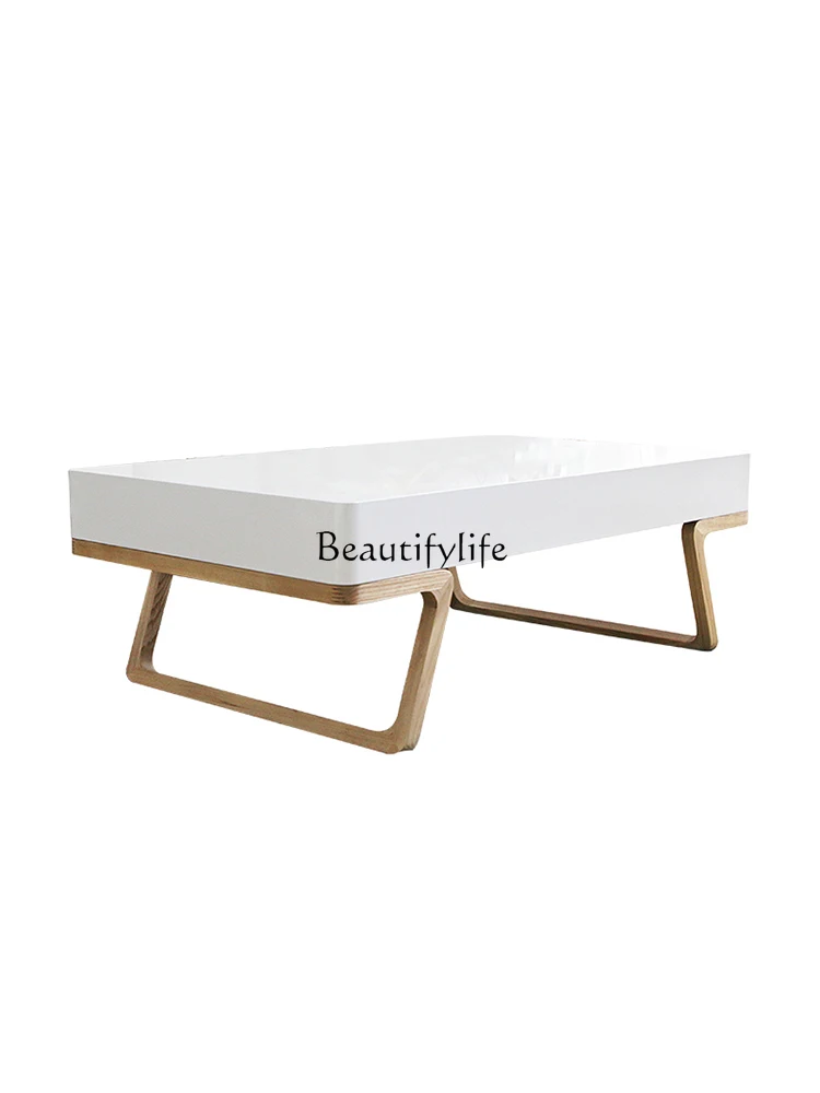 Original modern simple white rectangular coffee table white oak storage coffee table texture matte
Original modern simple white rectangular coffee table white oak storage coffee table texture matte
