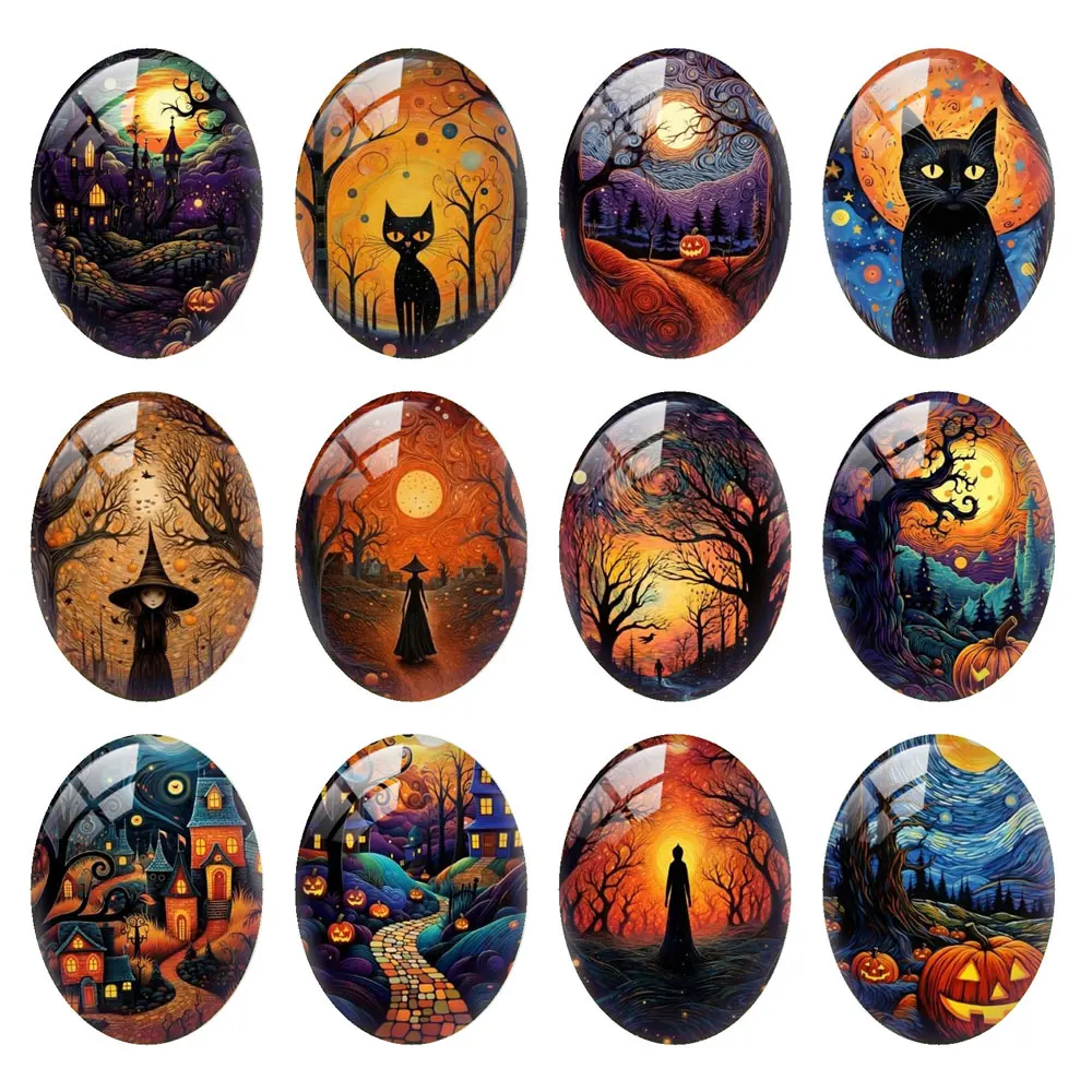 10pcs/lot Halloween Night Hunting House Witch Cat Oval Photo Glass Cabochon Flatback Charms Demo Cameo For Diy Jewelry Making
10pcs/lot Halloween Night Hunting House Witch Cat Oval Photo Glass Cabochon Flatback Charms Demo Cameo For Diy Jewelry Making