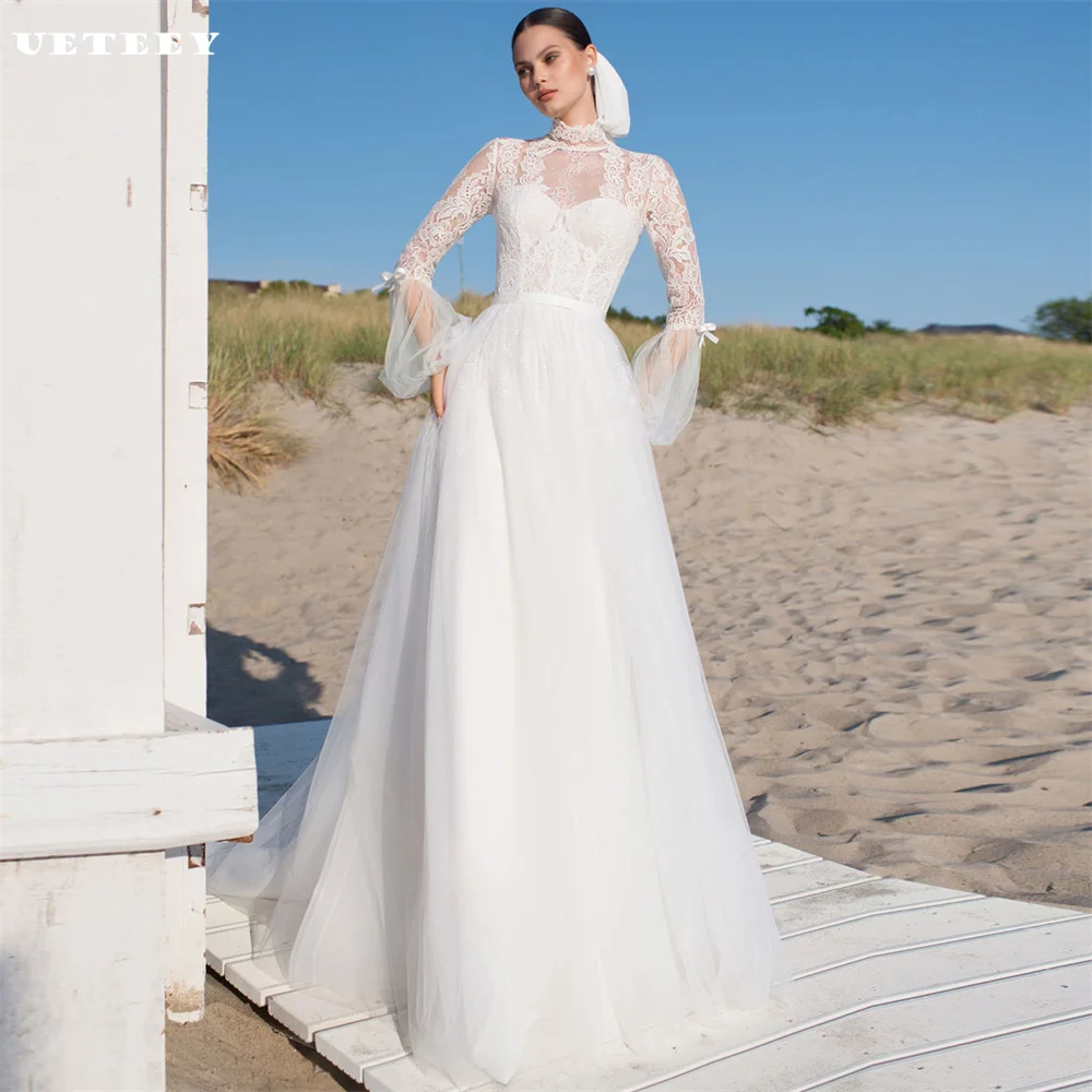 UETEEY Customized High Neck Puff Sleeve Lace Illusion A Line Wedding Dress Women Button Back Floor Length vestidos de novia
UETEEY Customized High Neck Puff Sleeve Lace Illusion A Line Wedding Dress Women Button Back Floor Length vestidos de novia