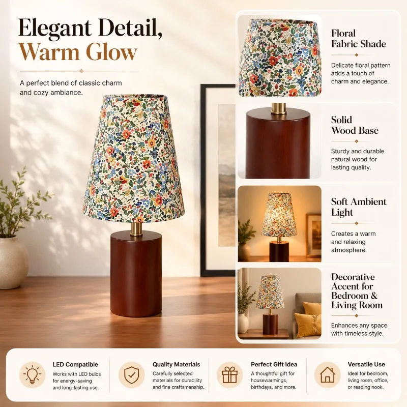 Vintage Floral Fabric Table Lamp French Rustic Style Hand-Woven Shade Wooden LED Nightstand Lamp ForLiving Room Bedroom Decor
Vintage Floral Fabric Table Lamp French Rustic Style Hand-Woven Shade Wooden LED Nightstand Lamp ForLiving Room Bedroom Decor