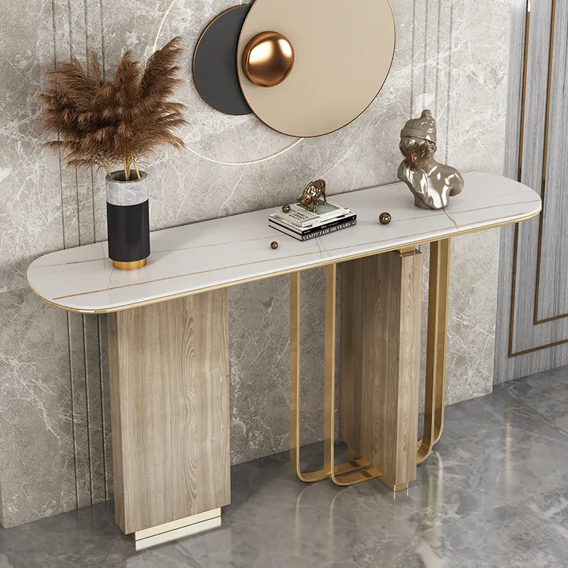 Light luxury rock slab entrance table against the wall, living room entry decoration end view stainless steel entrance table
Light luxury rock slab entrance table against the wall, living room entry decoration end view stainless steel entrance table