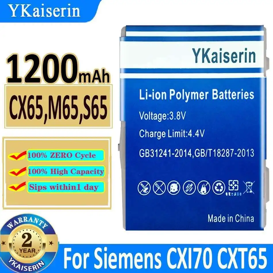 Mobile Phone Battery CX65,M65,S65 1200mAh For Siemens CXI70,CXT65,CXT70,CXV65,CXV70,M65,M75,M8,S65,S65V,S66,S75,SK65,SP65
Mobile Phone Battery CX65,M65,S65 1200mAh For Siemens CXI70,CXT65,CXT70,CXV65,CXV70,M65,M75,M8,S65,S65V,S66,S75,SK65,SP65