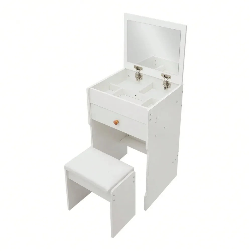 In Vanity Desk With Mirror And Drawer, Compact Makeup Table With Stool, Dressing Tables For Small Space, Bedroom, Light Wood Co
In Vanity Desk With Mirror And Drawer, Compact Makeup Table With Stool, Dressing Tables For Small Space, Bedroom, Light Wood Co