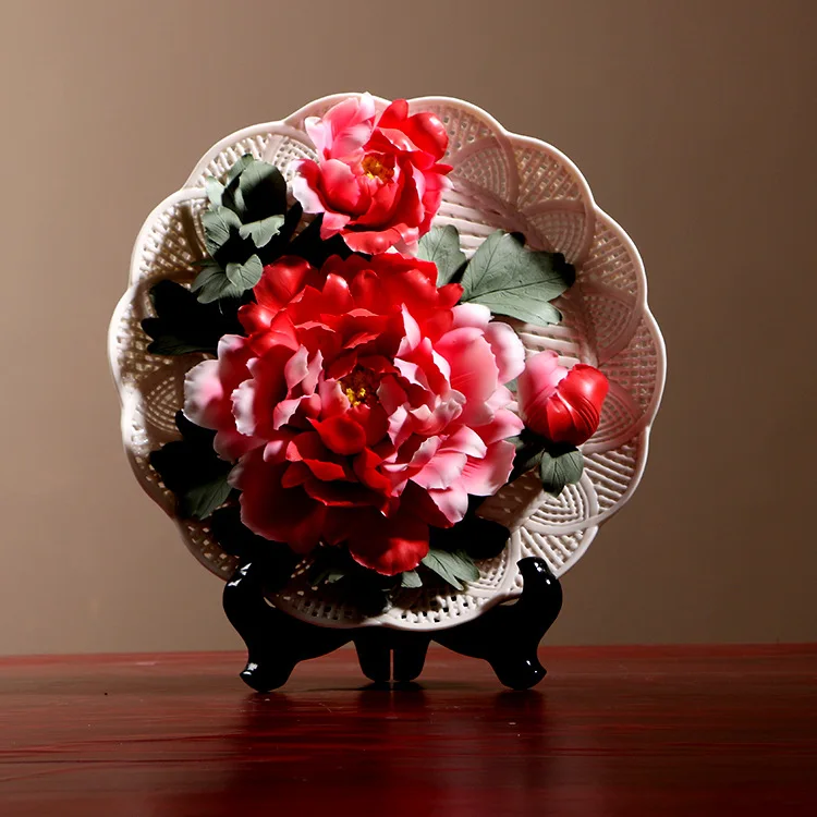 ZSBJ Handmade floral hanging plate craft gift - peony ceramic flower plate - creative living room decorative ornament
ZSBJ Handmade floral hanging plate craft gift - peony ceramic flower plate - creative living room decorative ornament