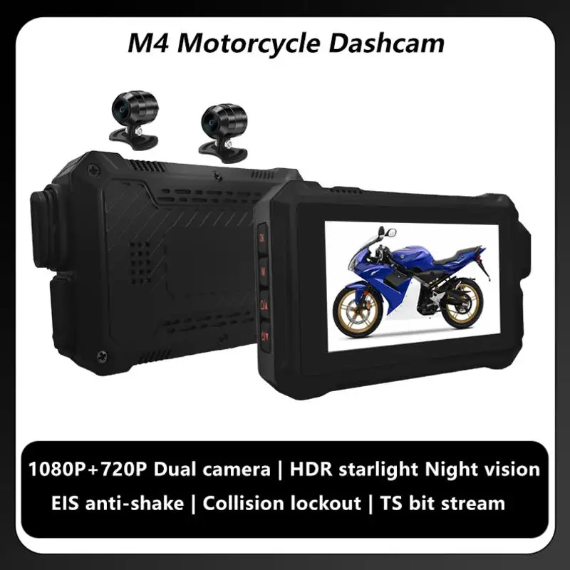 Motorgo M4 Motorcycle Dashcam 1080P+720P Waterproof Dual Lens EIS Anti-Shake HDR Night Vision TS Loop Recording APP Control
Motorgo M4 Motorcycle Dashcam 1080P+720P Waterproof Dual Lens EIS Anti-Shake HDR Night Vision TS Loop Recording APP Control