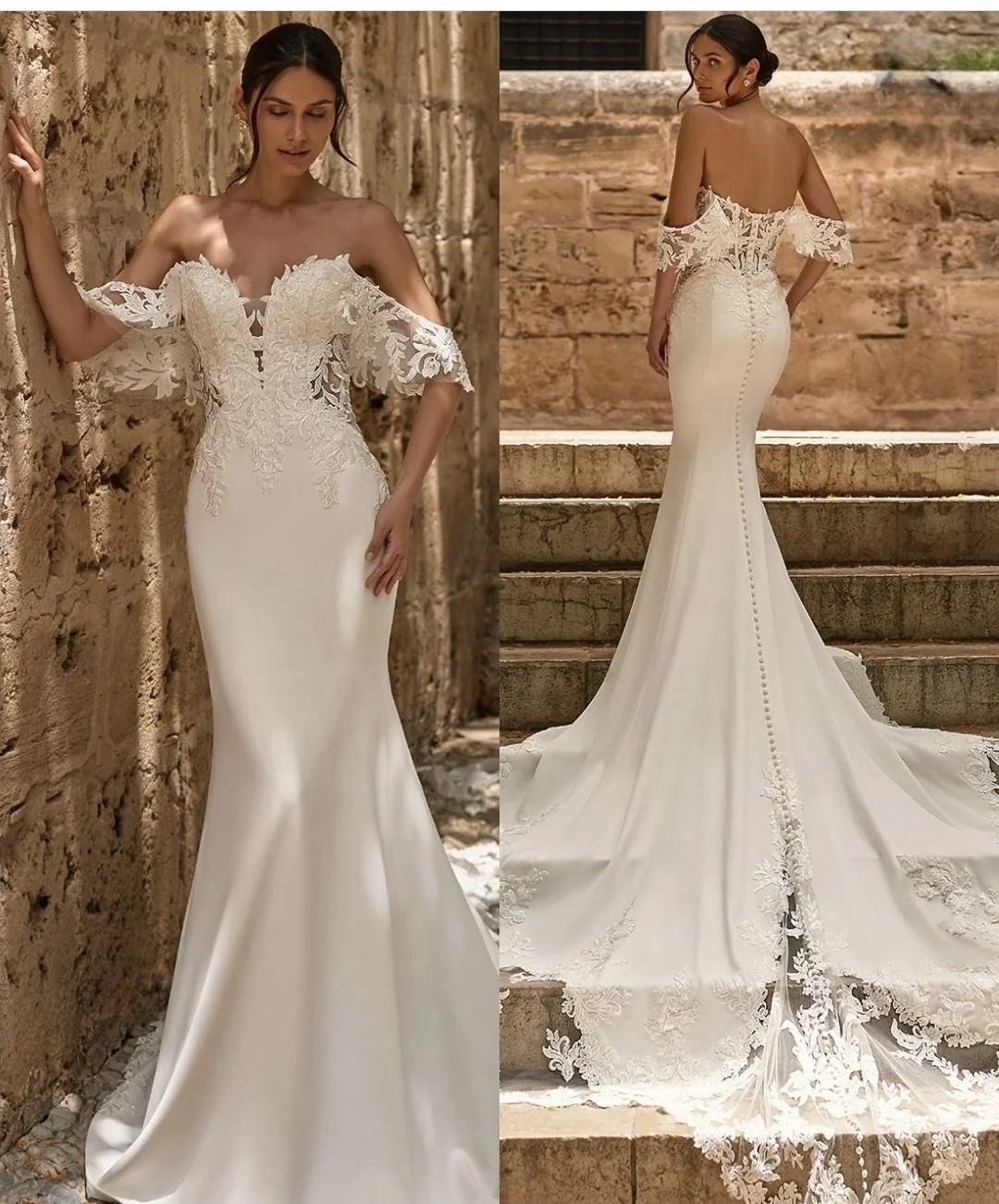 Custom Made To Measures Off The Shoulder Mermaid Long Tail Lace Appliques Bridal Gowns Spandex Elastic Fabric For Women Gorgeous
Custom Made To Measures Off The Shoulder Mermaid Long Tail Lace Appliques Bridal Gowns Spandex Elastic Fabric For Women Gorgeous