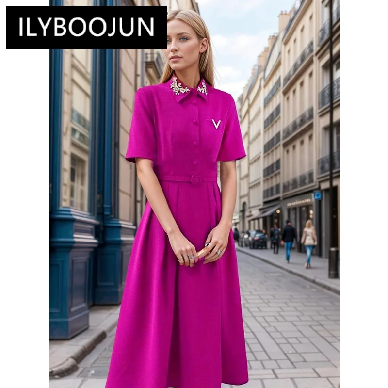Casual Spliced Diamonds Lapel Short Sleeve Patchwork Belt Dress Female Clothes Dresses For Women 2024 Luxury Brand High Quality
Casual Spliced Diamonds Lapel Short Sleeve Patchwork Belt Dress Female Clothes Dresses For Women 2024 Luxury Brand High Quality