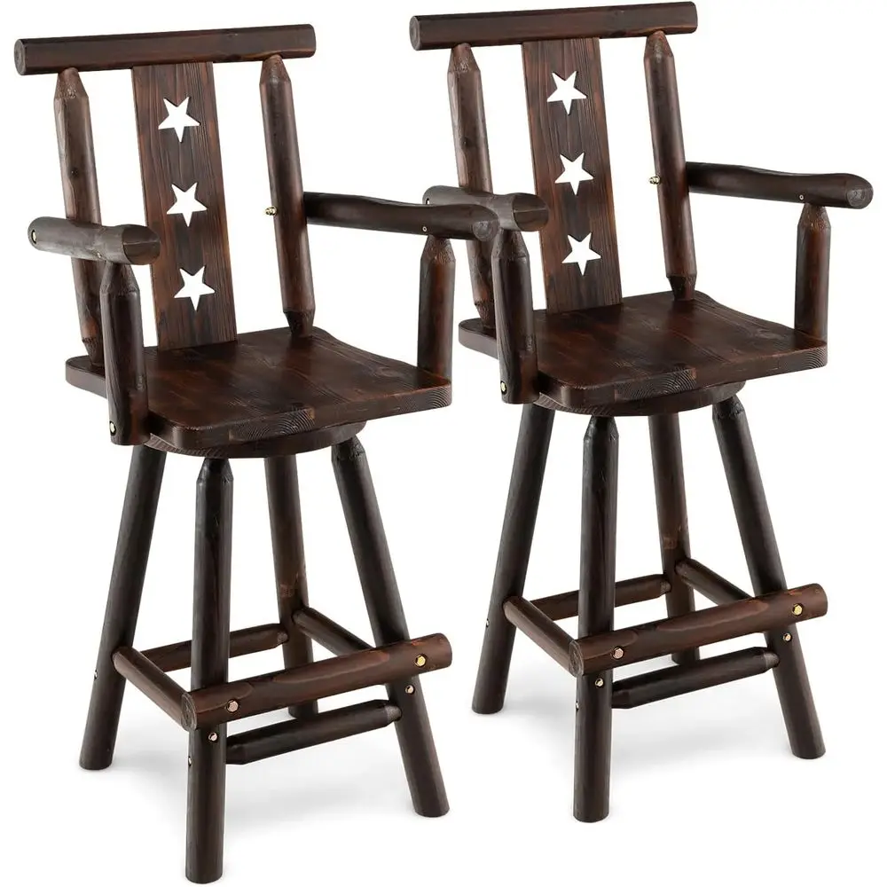 Set of 2, 29 Solid Wood Bar Stools with Footrest, Star Backrest, Wide Armrests, Rustic Kitchen Tall Chairs for Dining Rooms, Res
Set of 2, 29 Solid Wood Bar Stools with Footrest, Star Backrest, Wide Armrests, Rustic Kitchen Tall Chairs for Dining Rooms, Res