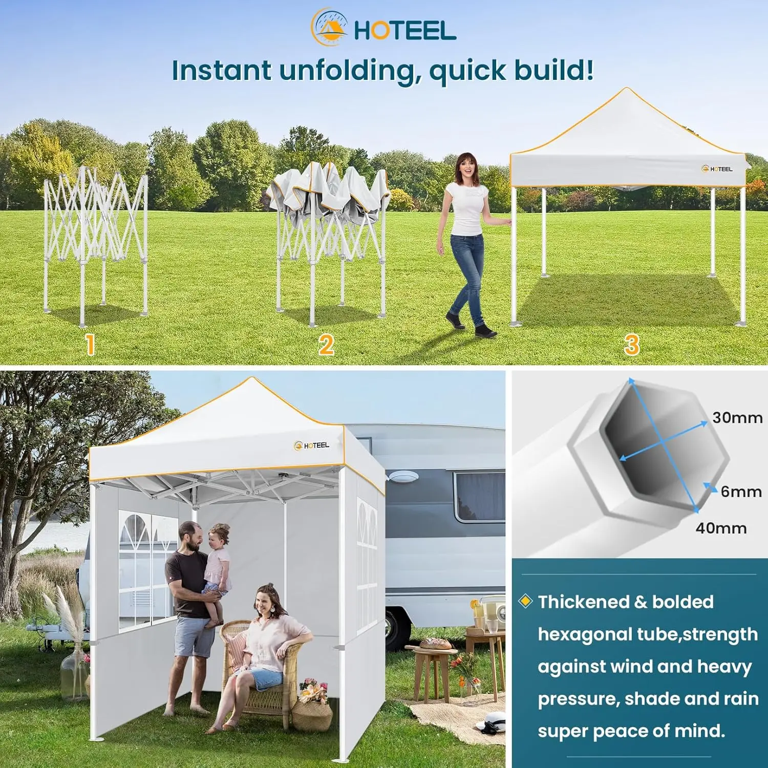 6.6 x 6.6 Pop up Canopy,Easy Up Heavy Duty Canopy with 4 Sidewalls,Upgrade Hexagonal Tube UPF50+ 1500mm Waterproof,Outdoor Canop
6.6 x 6.6 Pop up Canopy,Easy Up Heavy Duty Canopy with 4 Sidewalls,Upgrade Hexagonal Tube UPF50+ 1500mm Waterproof,Outdoor Canop