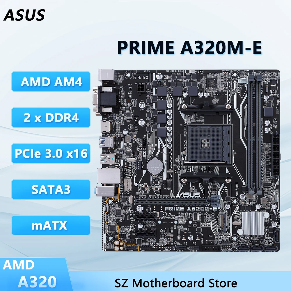 ASUS PRIME A320M-E AMD A320 AM4 Motherboard Support Ryzen 5 3400G/5600 3 3200G 7 5800X3D CPU DDR4 64GB HDMI USB 3.2 Gen 1 mATX
ASUS PRIME A320M-E AMD A320 AM4 Motherboard Support Ryzen 5 3400G/5600 3 3200G 7 5800X3D CPU DDR4 64GB HDMI USB 3.2 Gen 1 mATX
