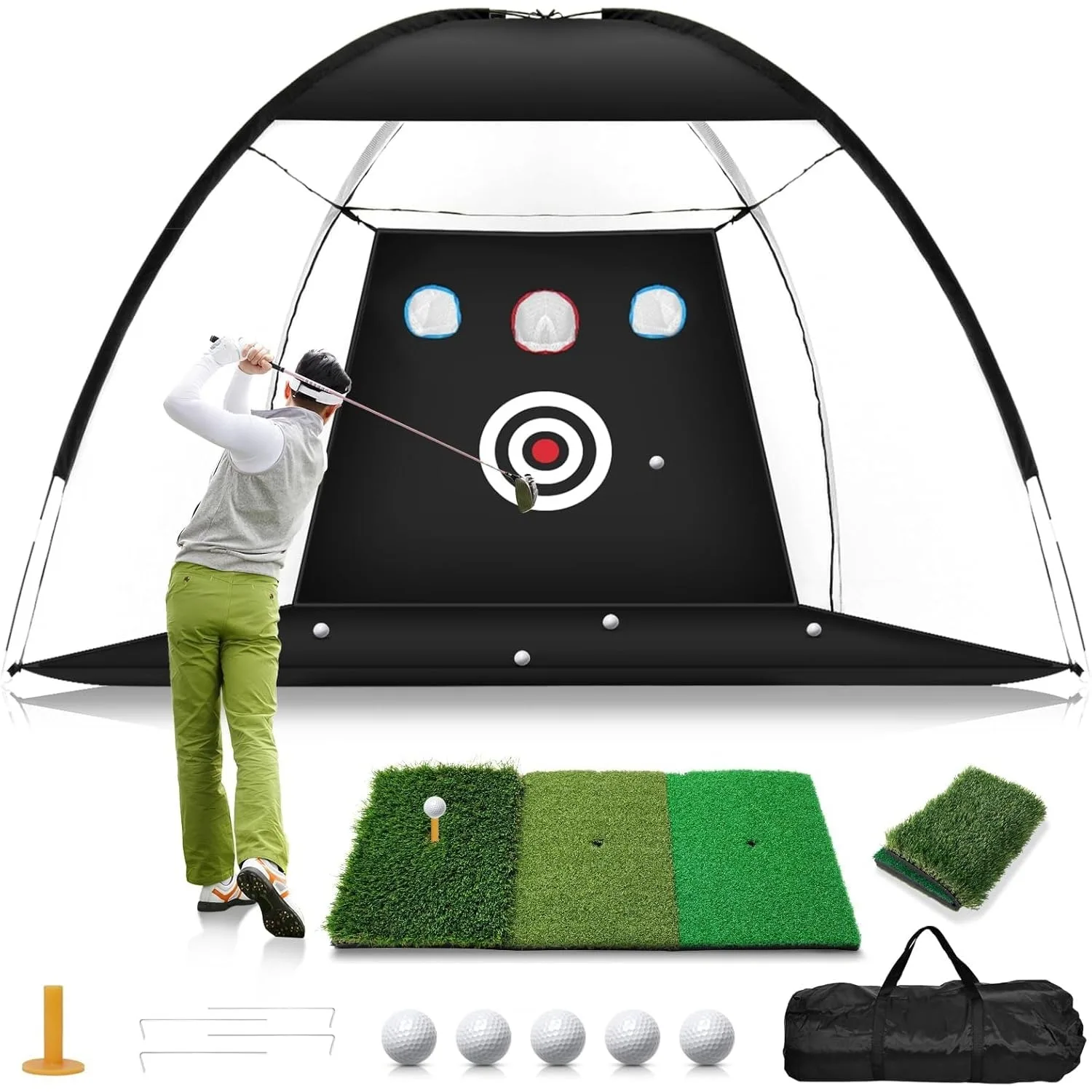 Golf Net with Practice Mat Golf Hitting Aid Nets for Backyard Driving Chipping Training Swing with Target Mat Balls for Outdoor
Golf Net with Practice Mat Golf Hitting Aid Nets for Backyard Driving Chipping Training Swing with Target Mat Balls for Outdoor
